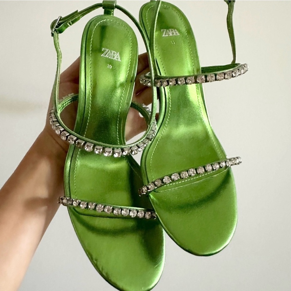 Beautiful Green Zara Strap Heels